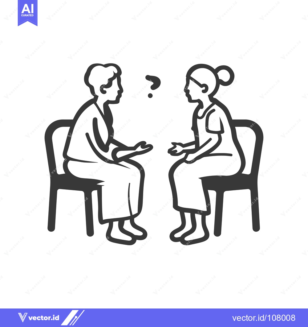 Premium Vector dari Two Women Sitting in Chairs and Discussing a Question