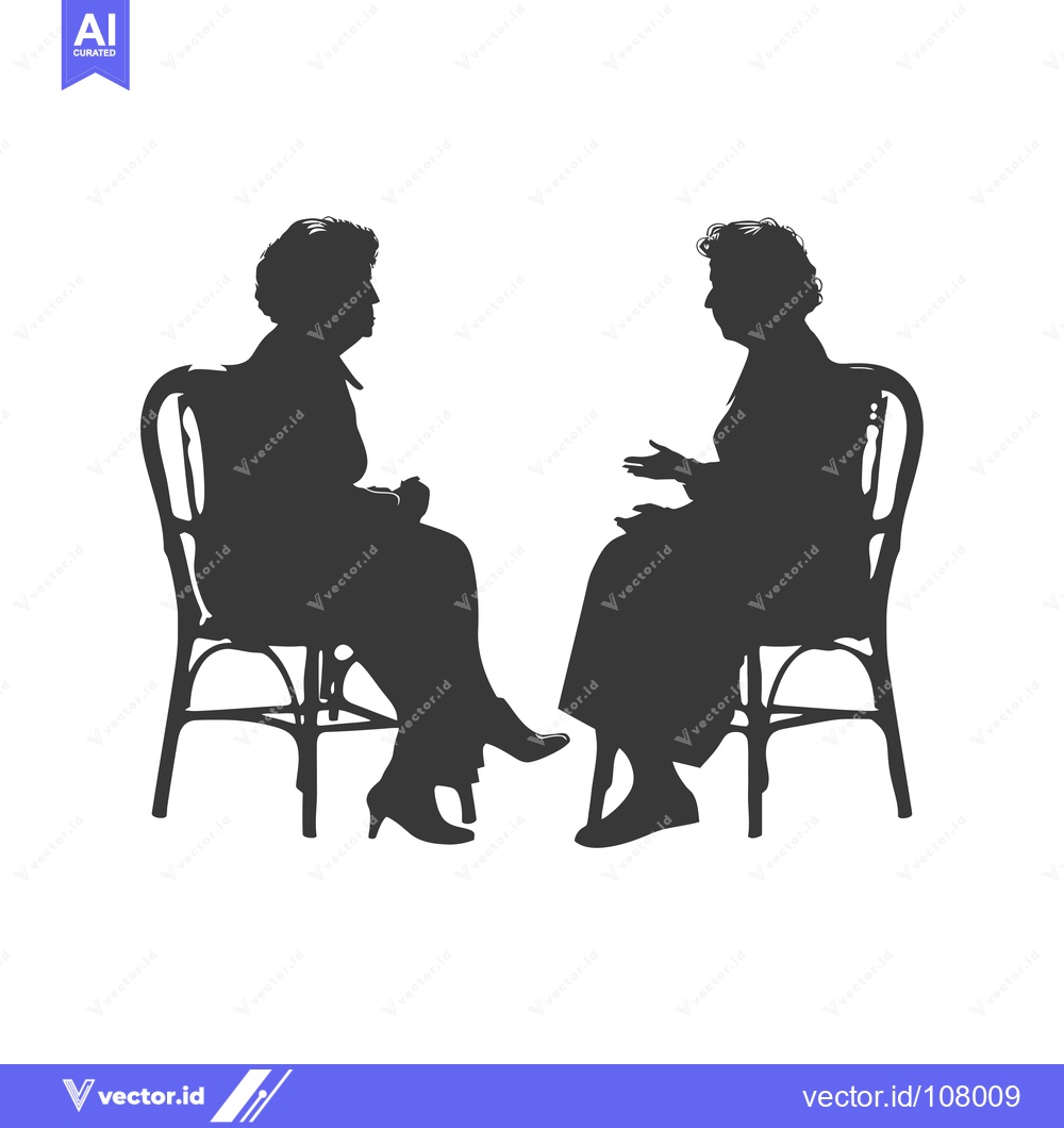 Premium Vector dari Two women sitting in chairs facing each other, in silhouette