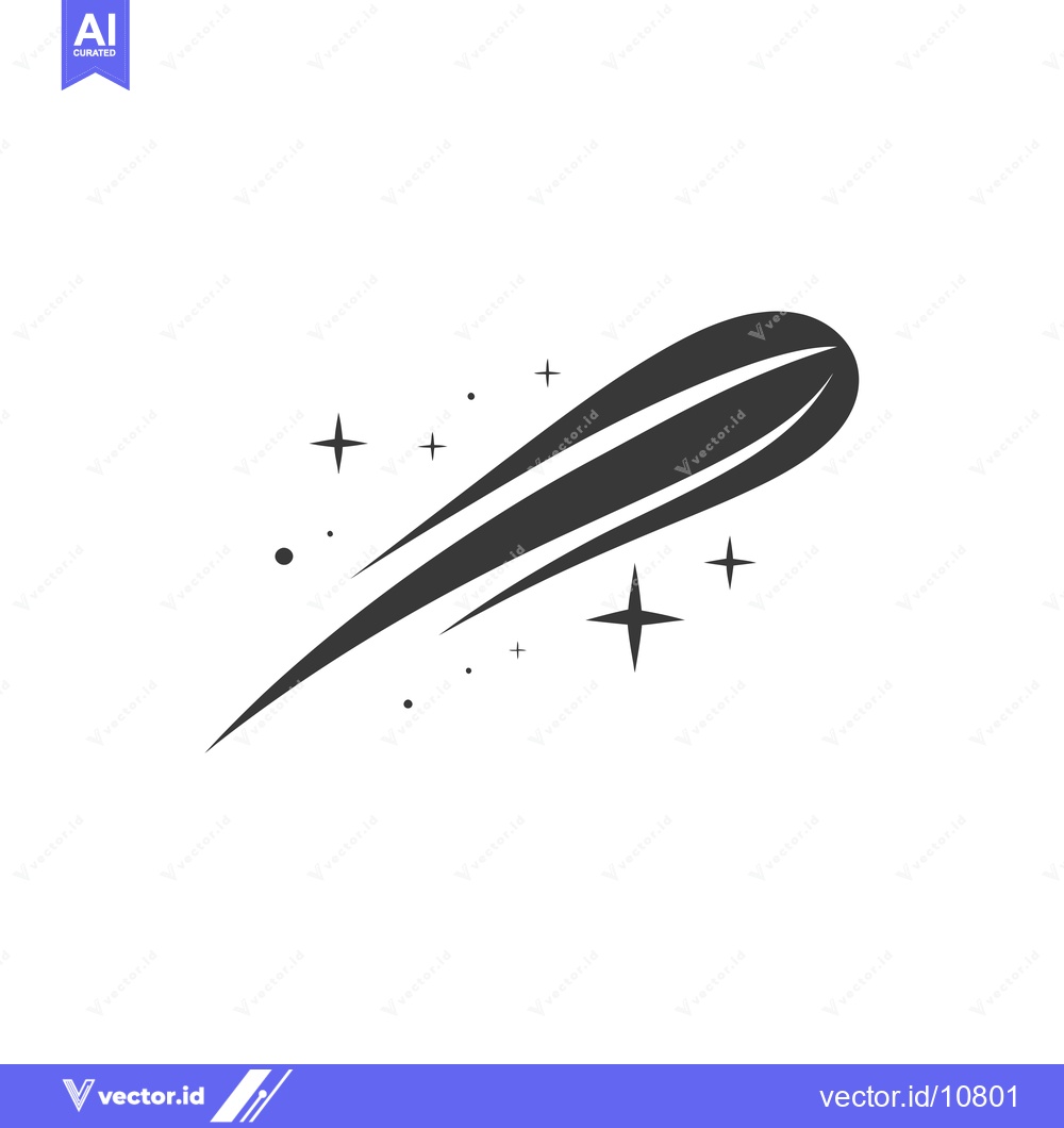 Premium Vector dari A black and white stylized depiction of a comet with a tail