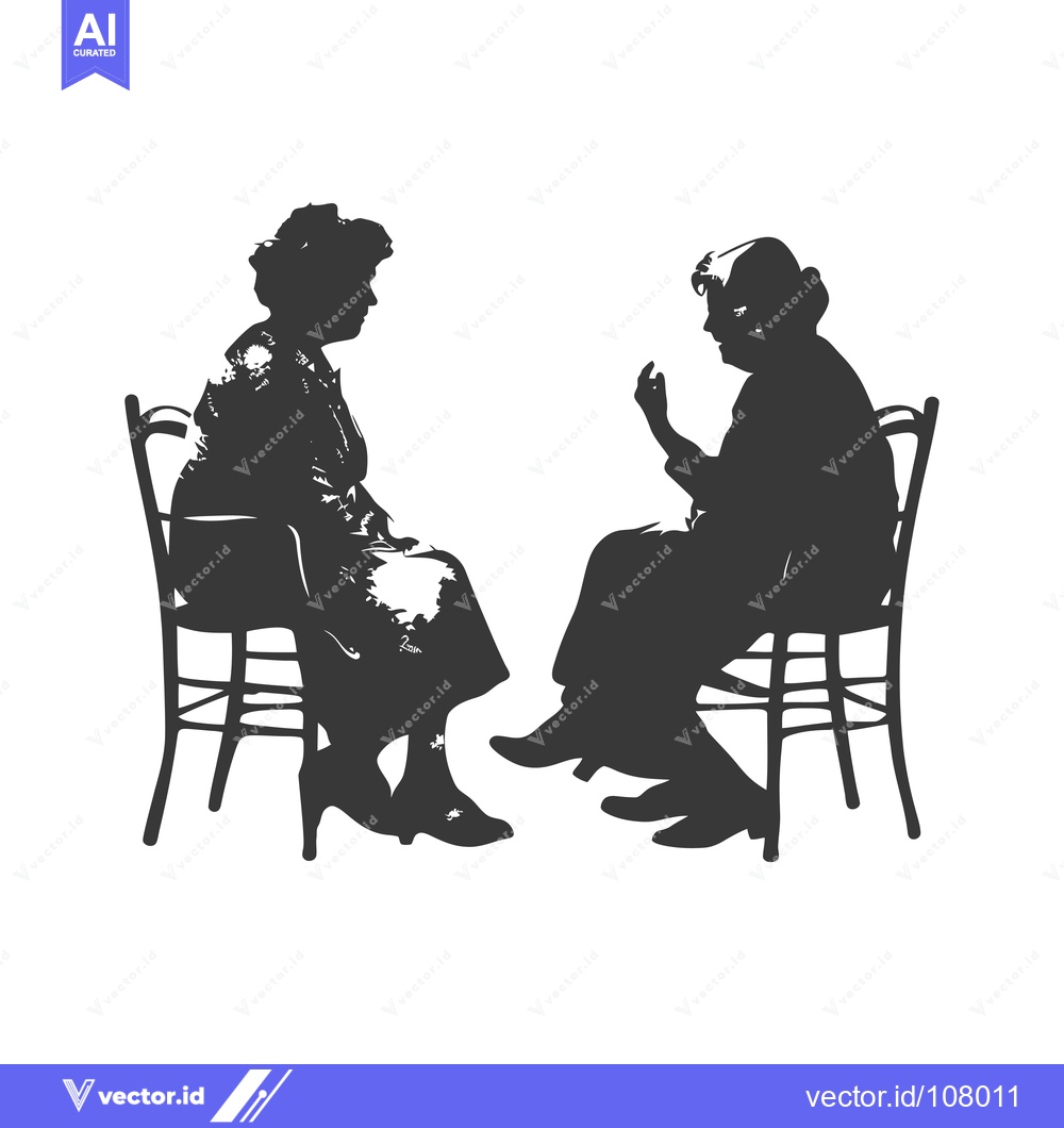 Premium Vector dari Two women sitting on chairs and talking in silhouette