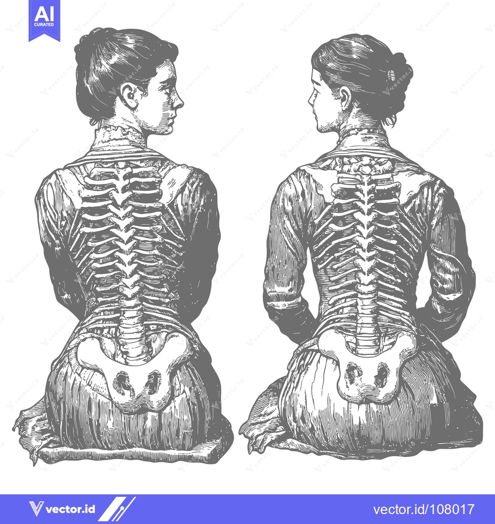 Premium Vector of Two Women with Visible Skeletons Facing Each Other