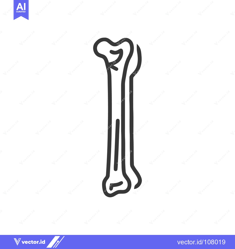 Premium Vector dari Minimalist Bone Icon: Anatomical Outline on White Background