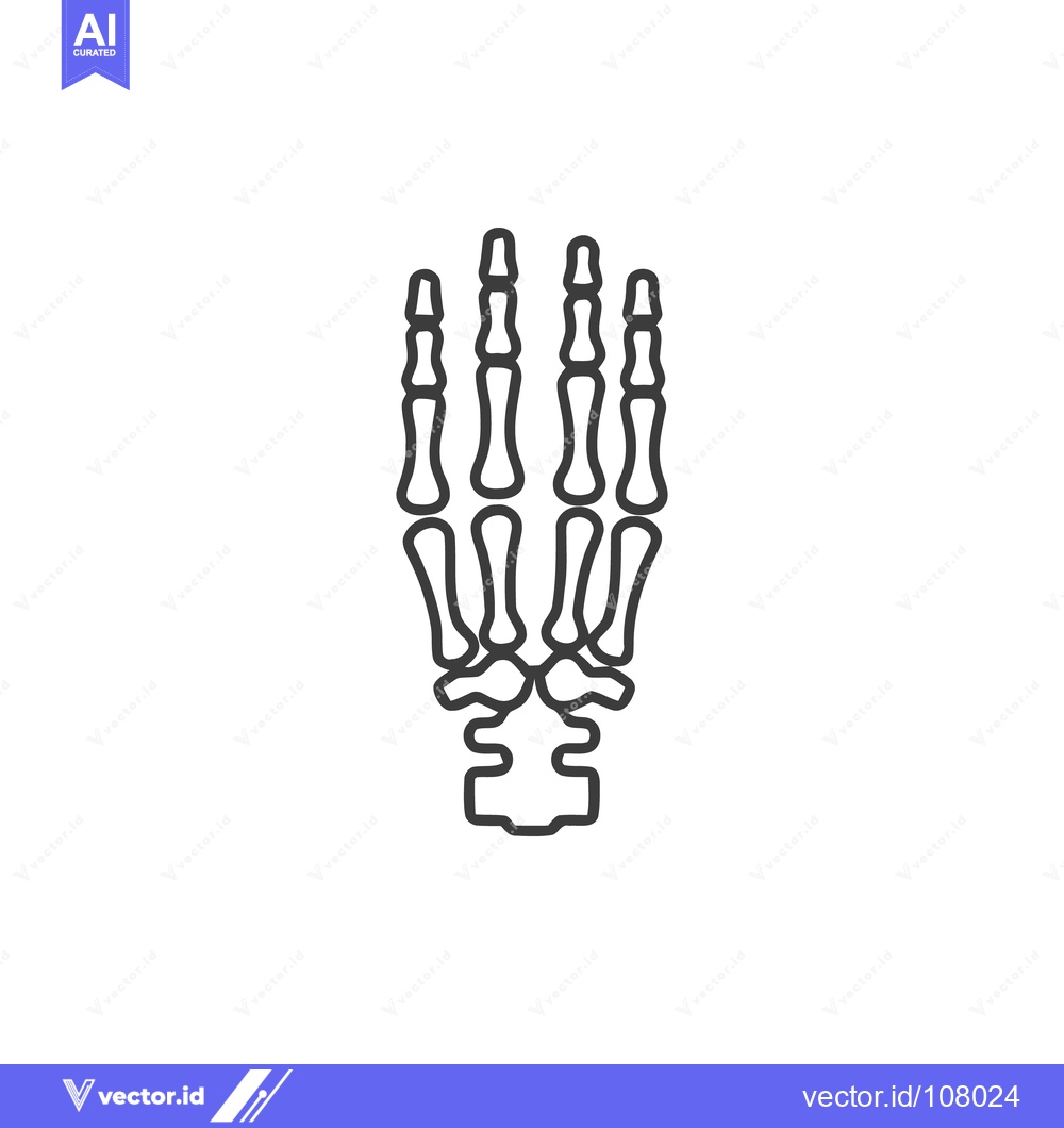 Premium Vector dari Anatomical Hand Skeleton Outline: Medical Illustration for Educational