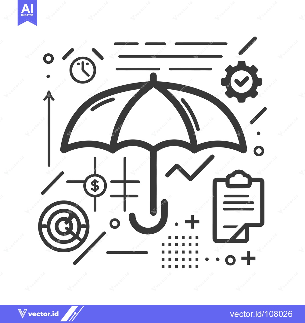Premium Vector dari Umbrella Protecting Business Elements with Financial Growth and Securi