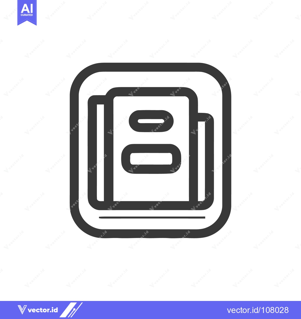 Premium Vector dari Stacked Documents Icon: Minimalist Design with Rounded Edges and Bold