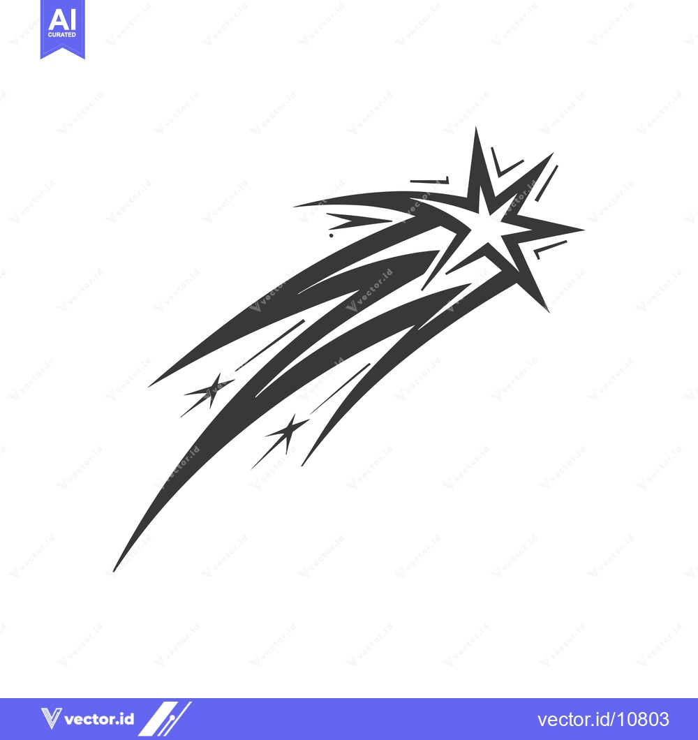 Premium Vector dari A black and white stylized drawing of a shooting star