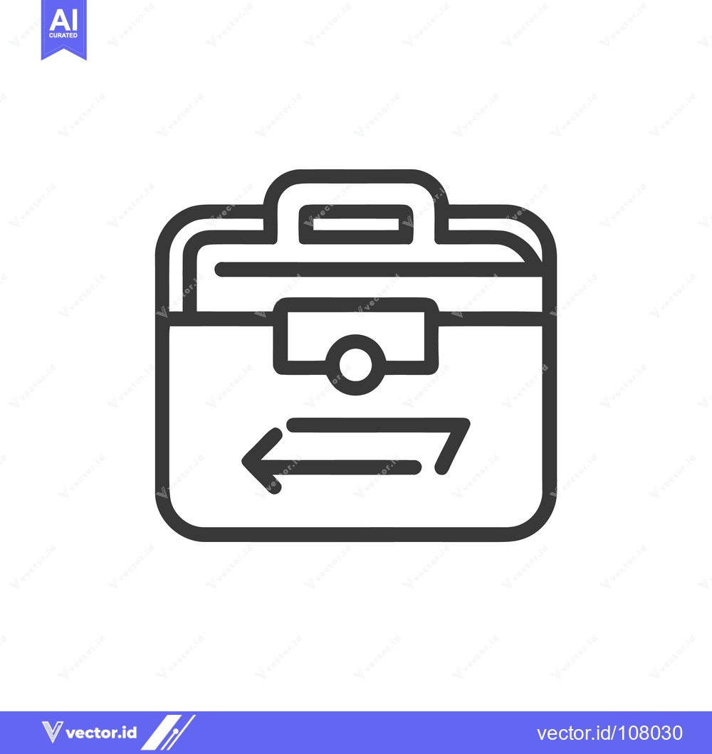 Premium Vector of Briefcase with Exchange Arrows: Minimalist Business Icon Design