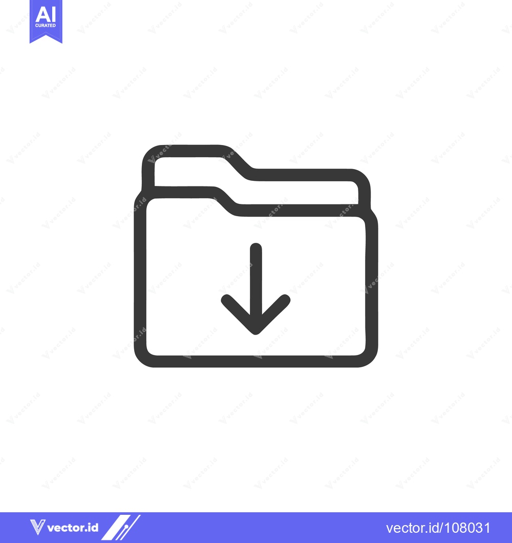 Premium Vector dari Minimalist Download Folder Icon: Simple Outline Design on White Backgr