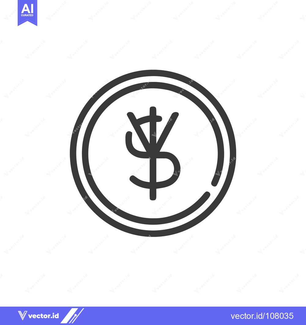 Premium Vector of Minimalist Coin Icon with Abstract Currency Symbol, Isolated on White