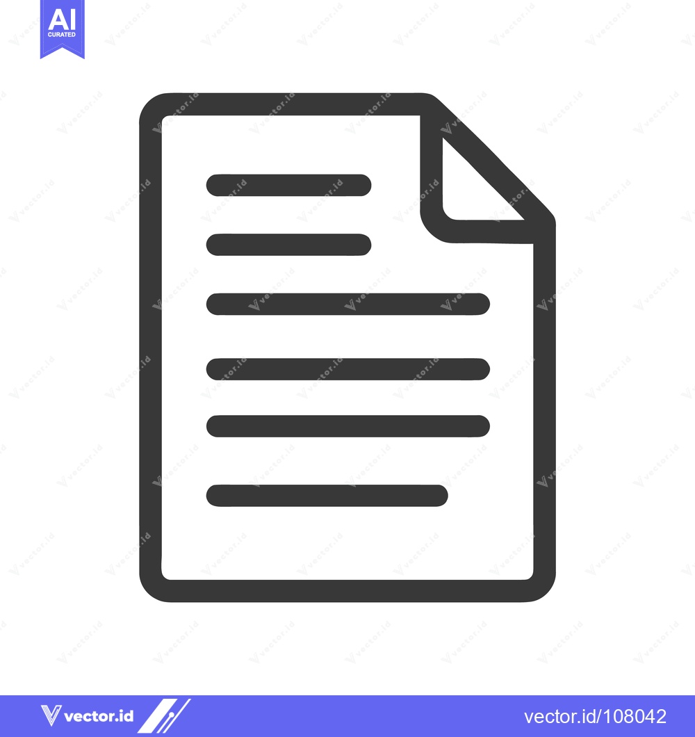 Premium Vector dari Minimalist Document Icon: Clean Lines, Folded Corner, Text Lines