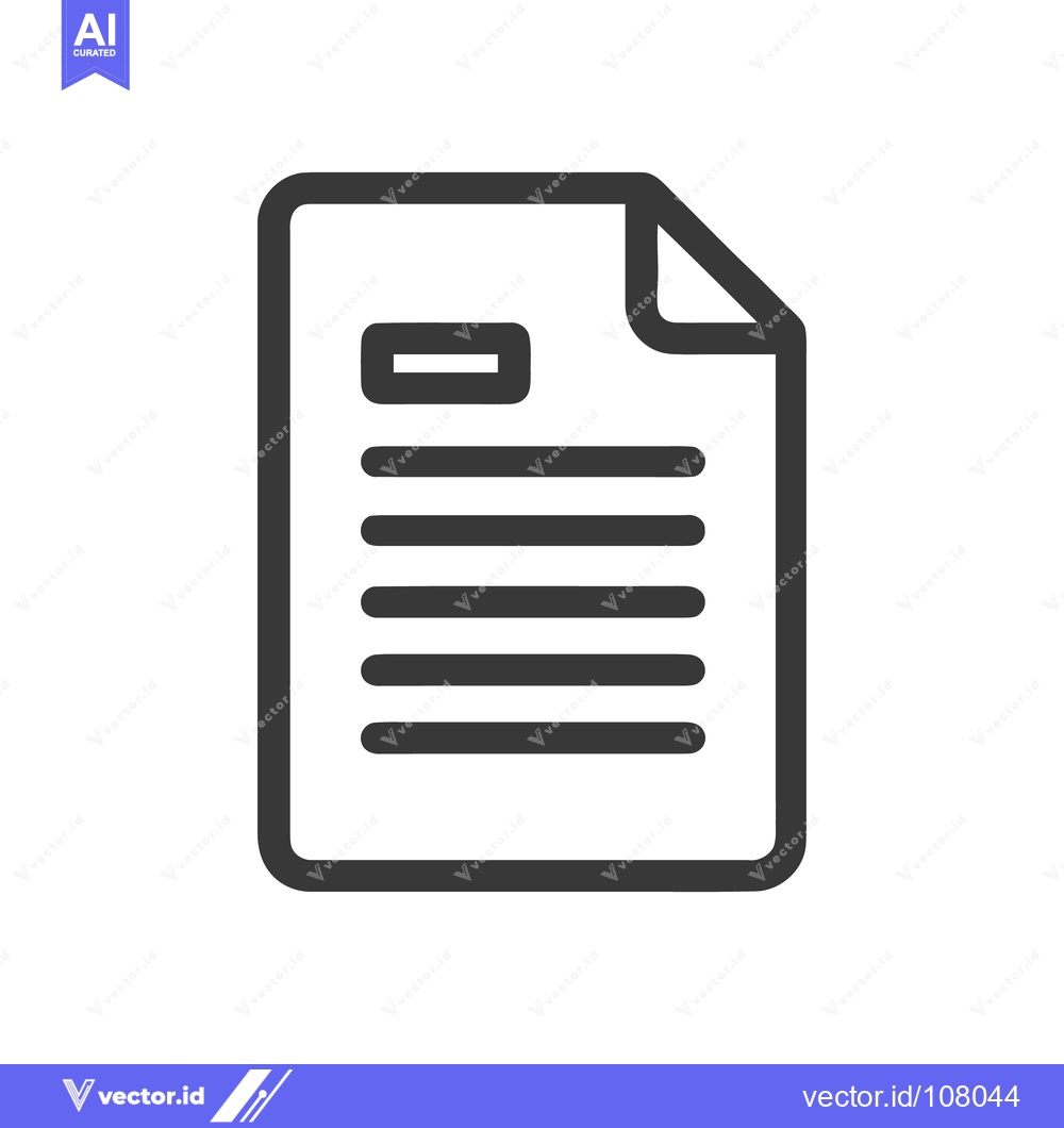 Premium Vector of Minimalist Document Icon with Rounded Corners and Bold Lines on White