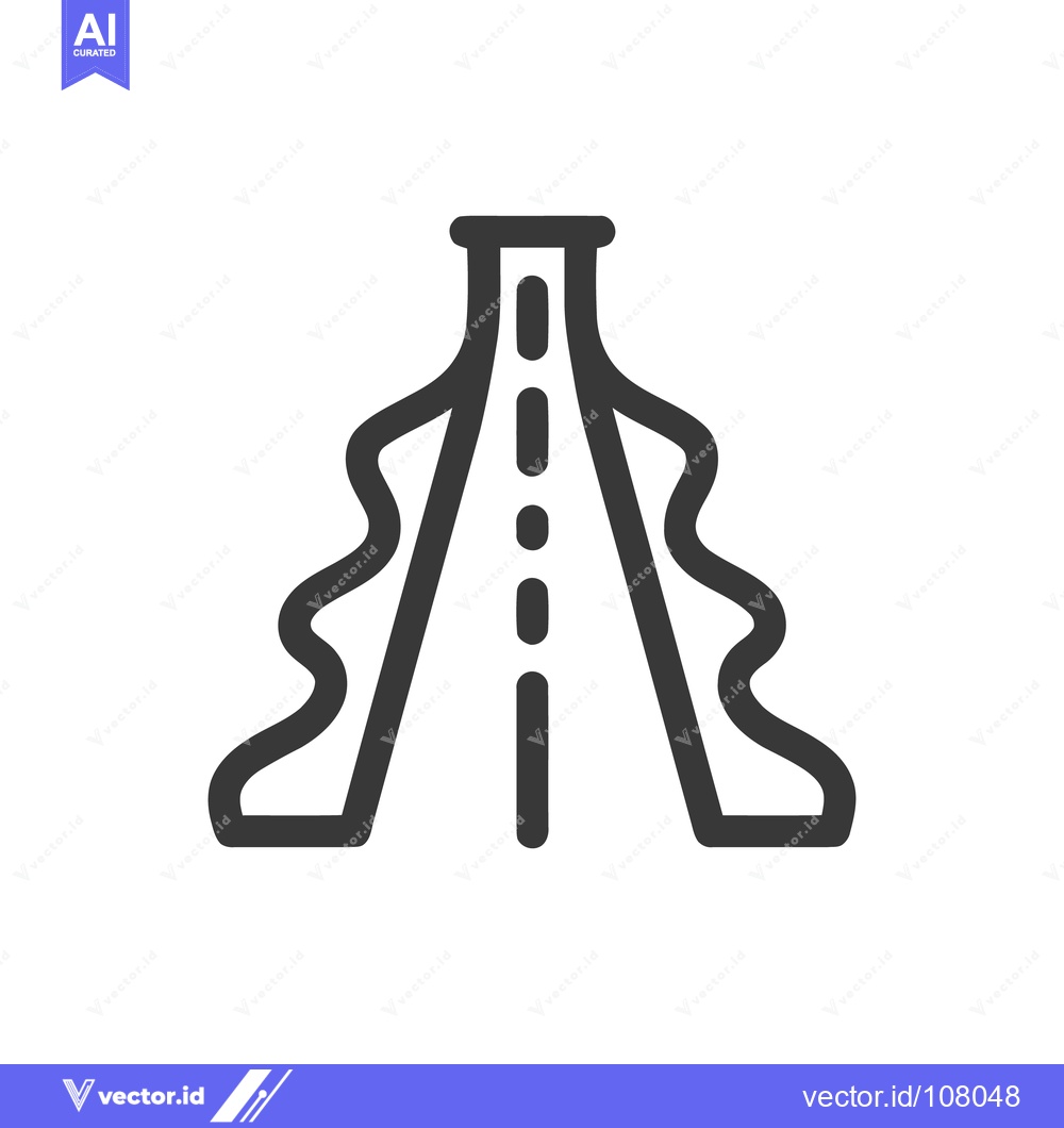 Premium Vector dari Stylized Road Icon with Wavy Edges and Dashed Centerline