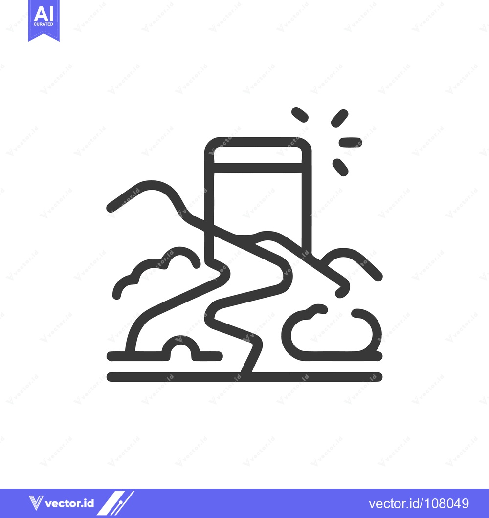 Premium Vector dari Minimalist Icon of Lighthouse on Coastline with Winding River