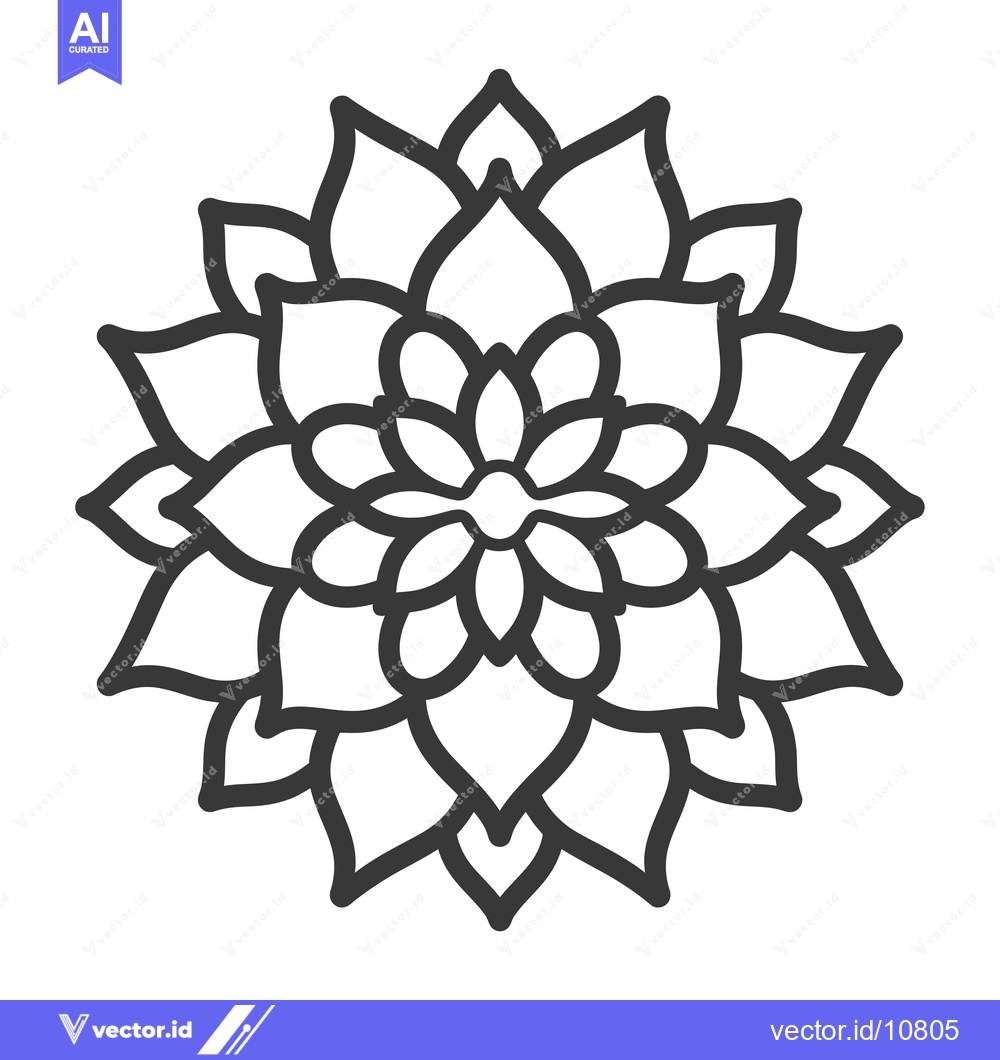 Premium Vector of A Black and White Stylized Flower Mandala