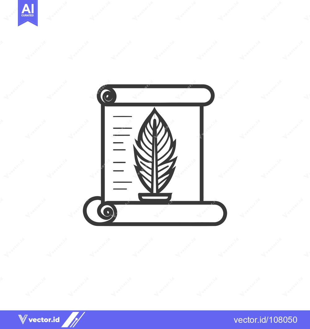 Premium Vector dari Unrolled Papyrus Scroll with a Quill Pen
