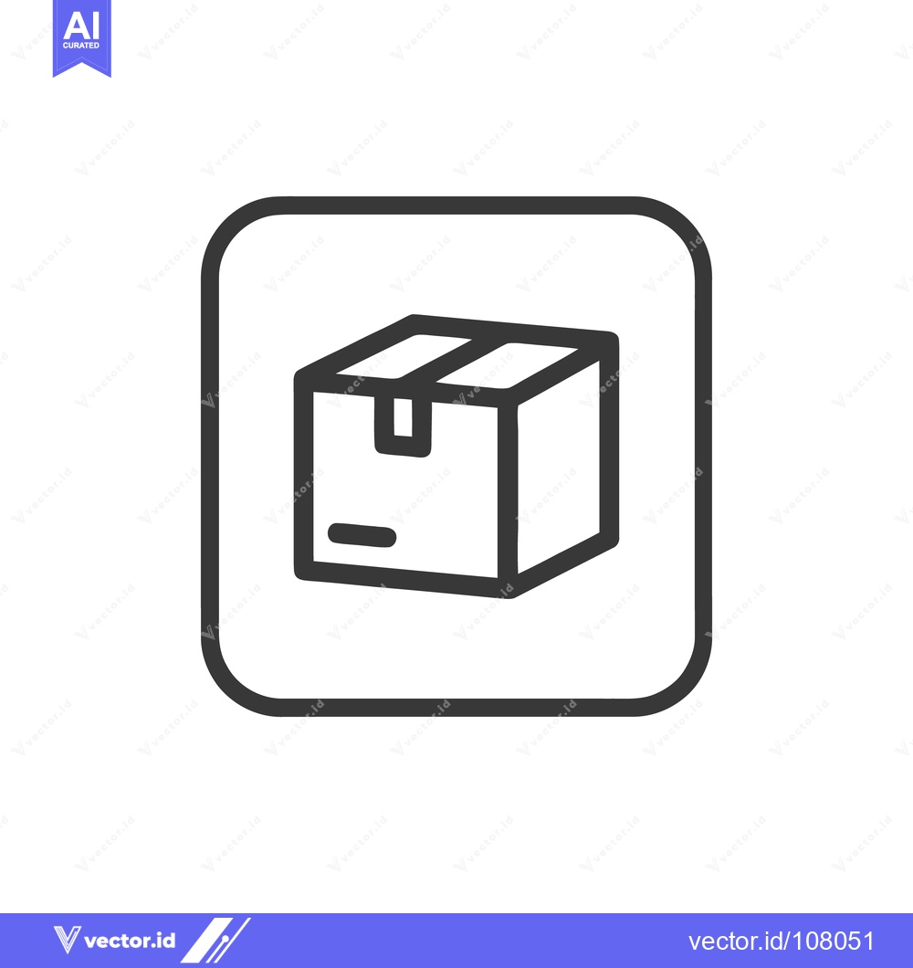 Premium Vector of Minimalist Box Icon in Rounded Square Frame, Dark Gray Outline