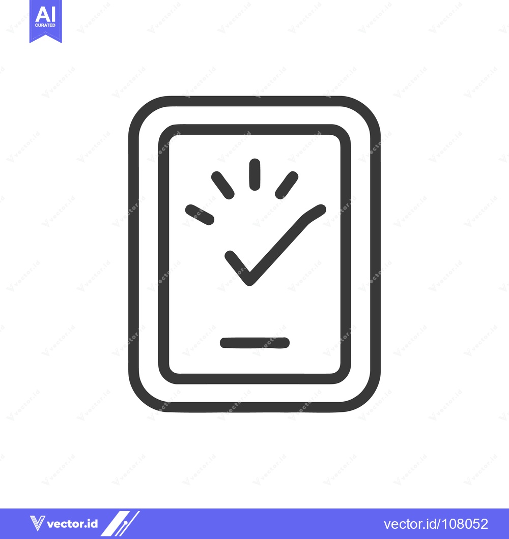Premium Vector dari Completed Task Icon: Check Mark with Rays in Frame, Minimalist Design