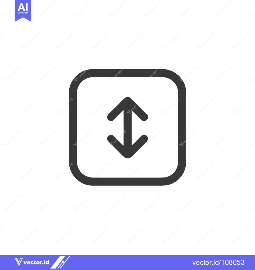 Premium Vector dari Up and Down Arrows in Rounded Square Frame, Gray Icon on White Backgro