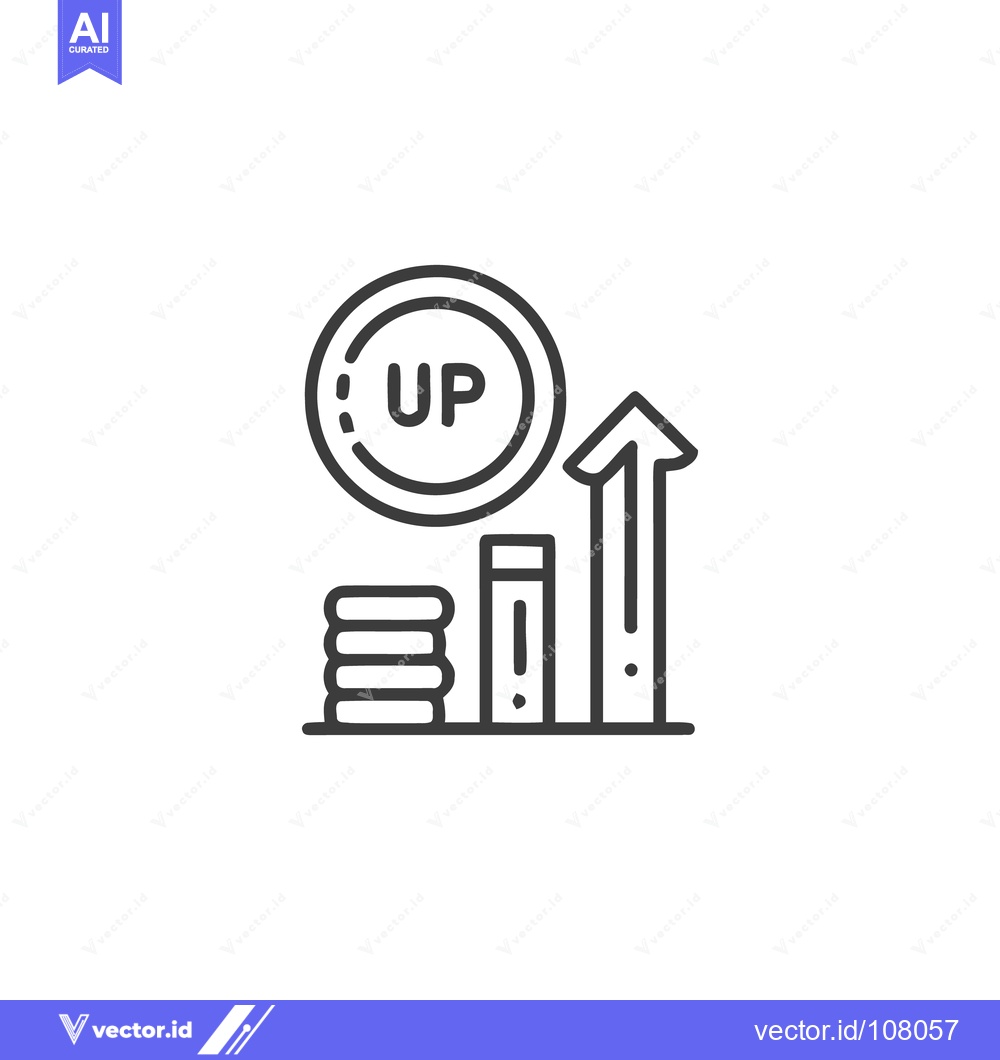 Premium Vector dari Ascending Growth: Linear Icon of Financial Progress with Upward Arrow
