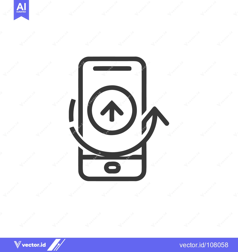 Premium Vector dari Mobile Phone Upload Icon with Circular Arrow, Outline Style