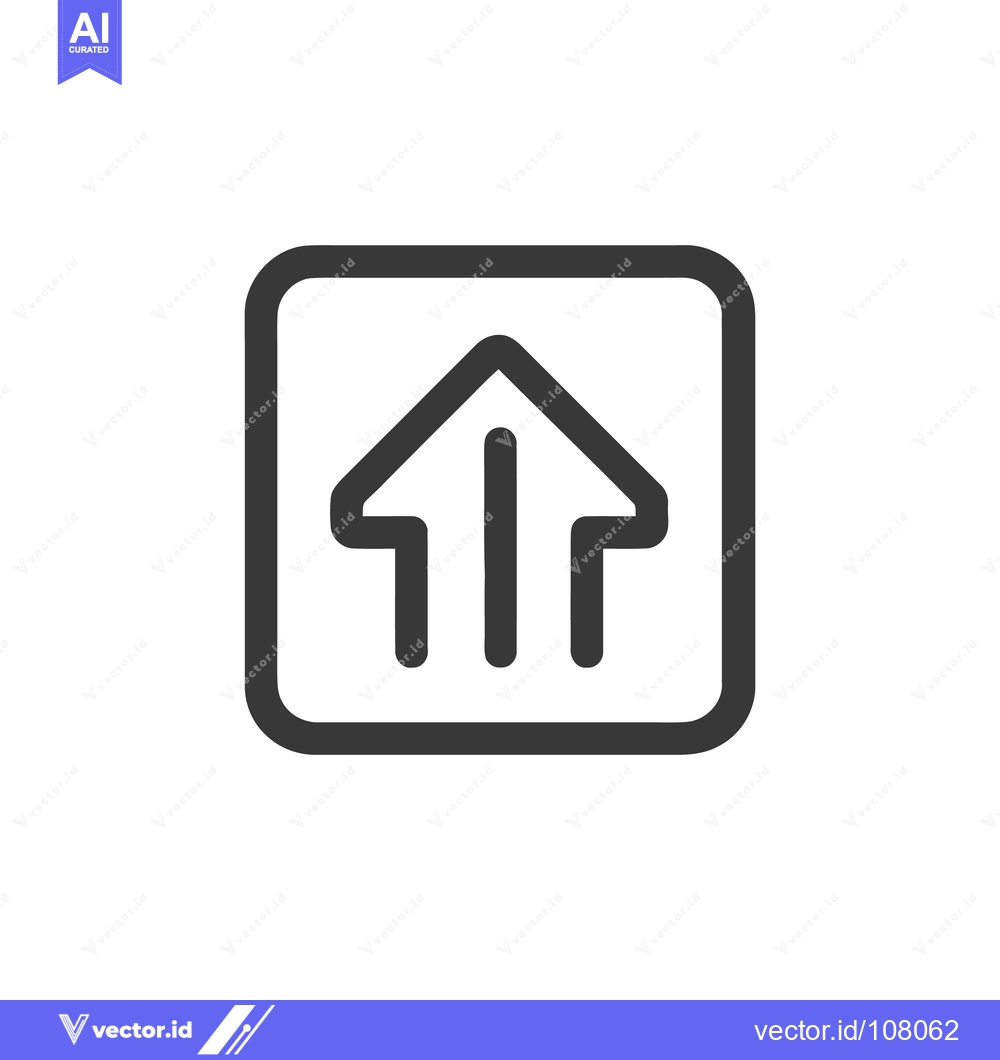 Premium Vector dari Bold Upward Arrow Icon in Rounded Square Frame, Minimalist Design
