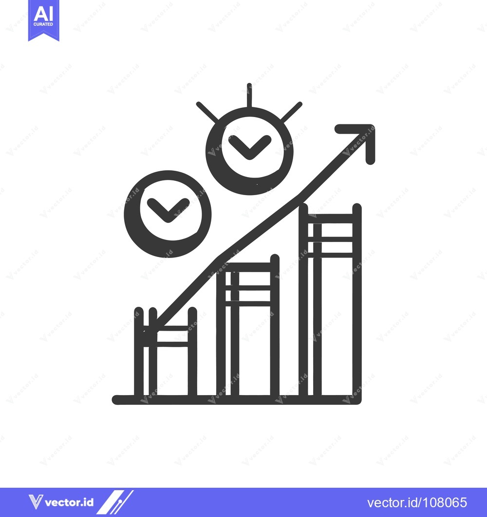 Premium Vector dari Upward Trending Bar Graph with Checkmarks