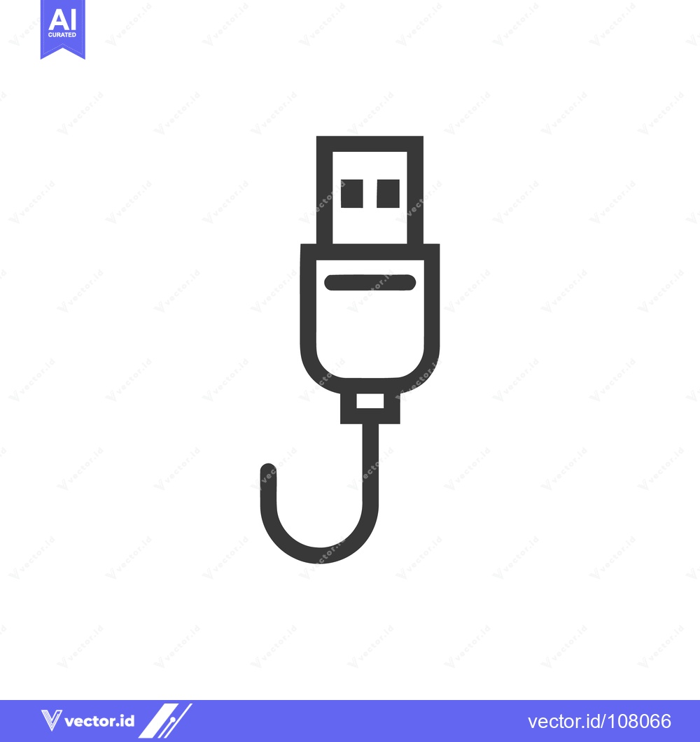 Premium Vector of Minimalist USB Connector Icon: Clean Line Art for Technology and Conne
