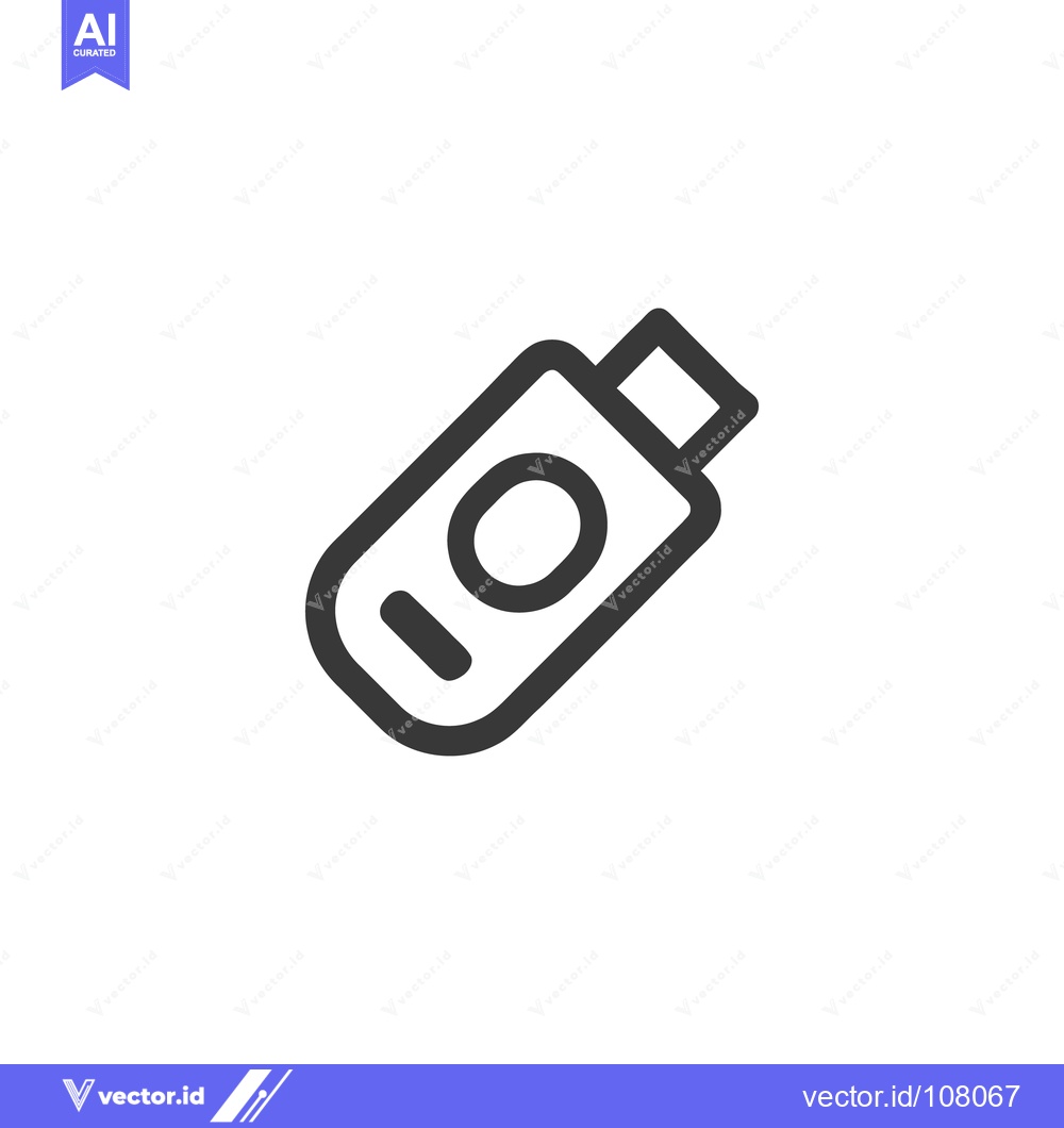 Premium Vector of Minimalist USB Drive Icon on White Background, Data Storage Symbol