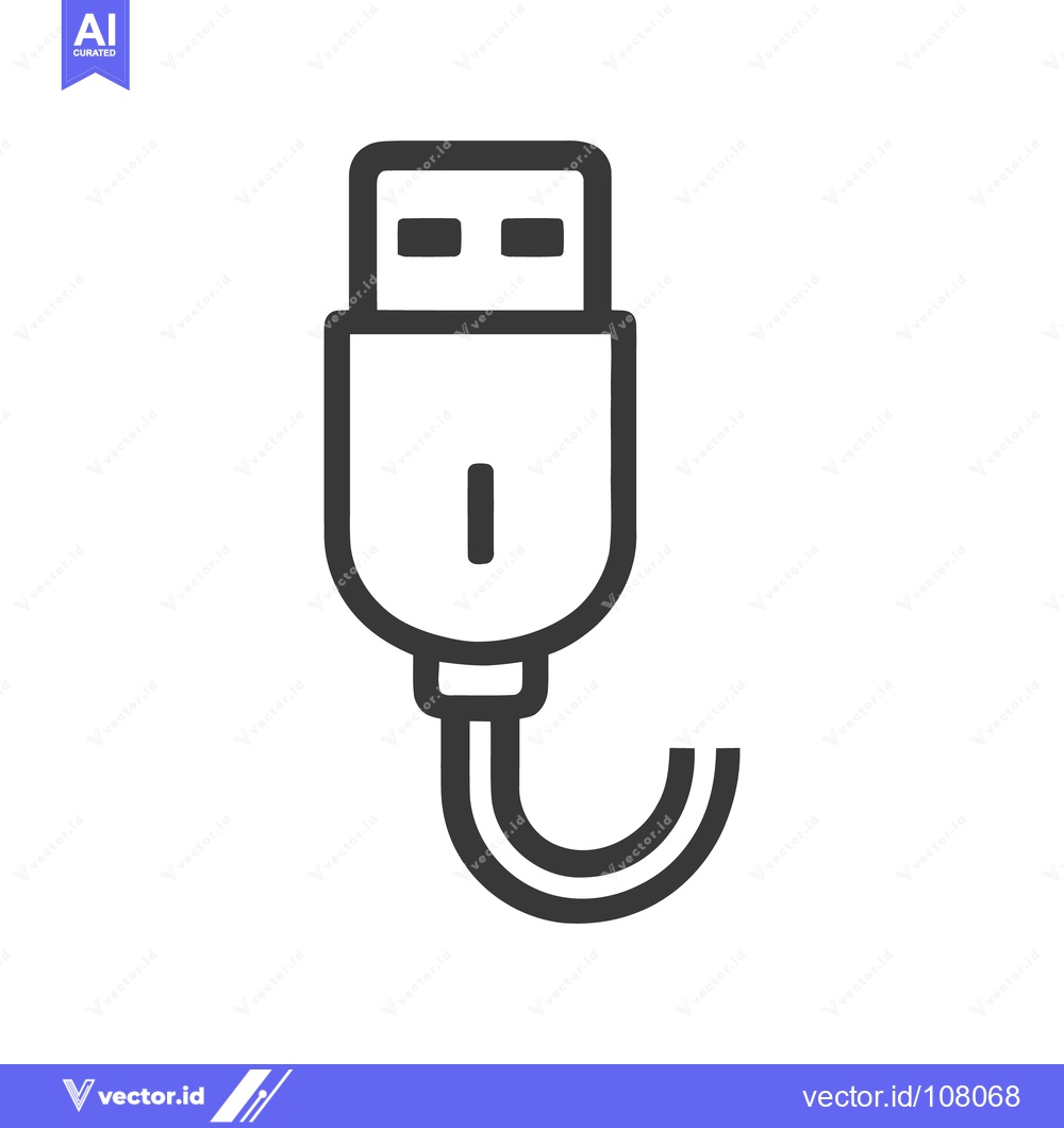 Premium Vector dari Minimalist USB Connector Icon: Clean, Modern Tech Symbol