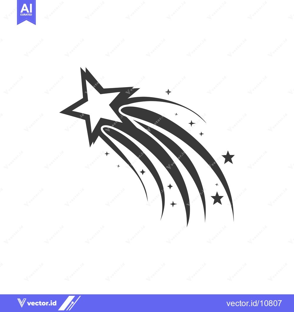 Premium Vector of A black and white stylized illustration of a shooting star