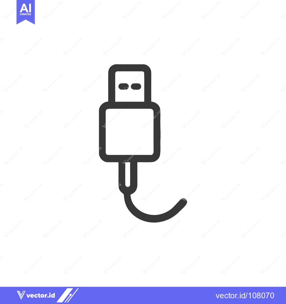 Premium Vector dari Minimalist USB Connector Icon on White Background