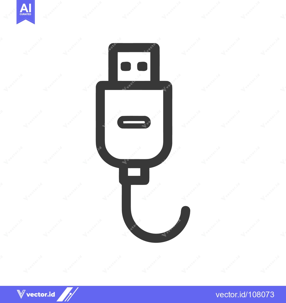 Premium Vector dari Minimalist USB-C Cable Icon on White Background, Clean Design