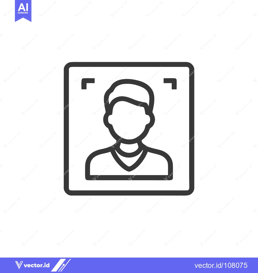 Premium Vector dari Minimalist Portrait Icon with Focus Square, Modern Line Art Design