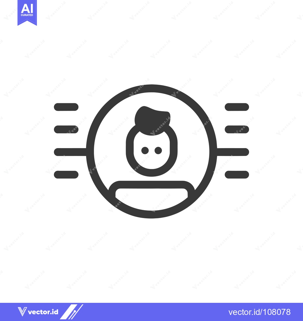 Premium Vector of User Interface Icon Depicting a Person with Lines Indicating Data Flow