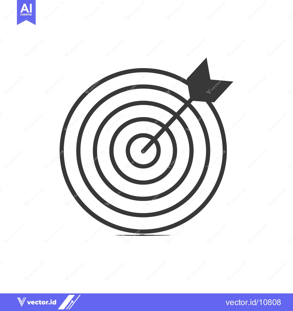 Premium Vector of A black and white target with an arrow in the center