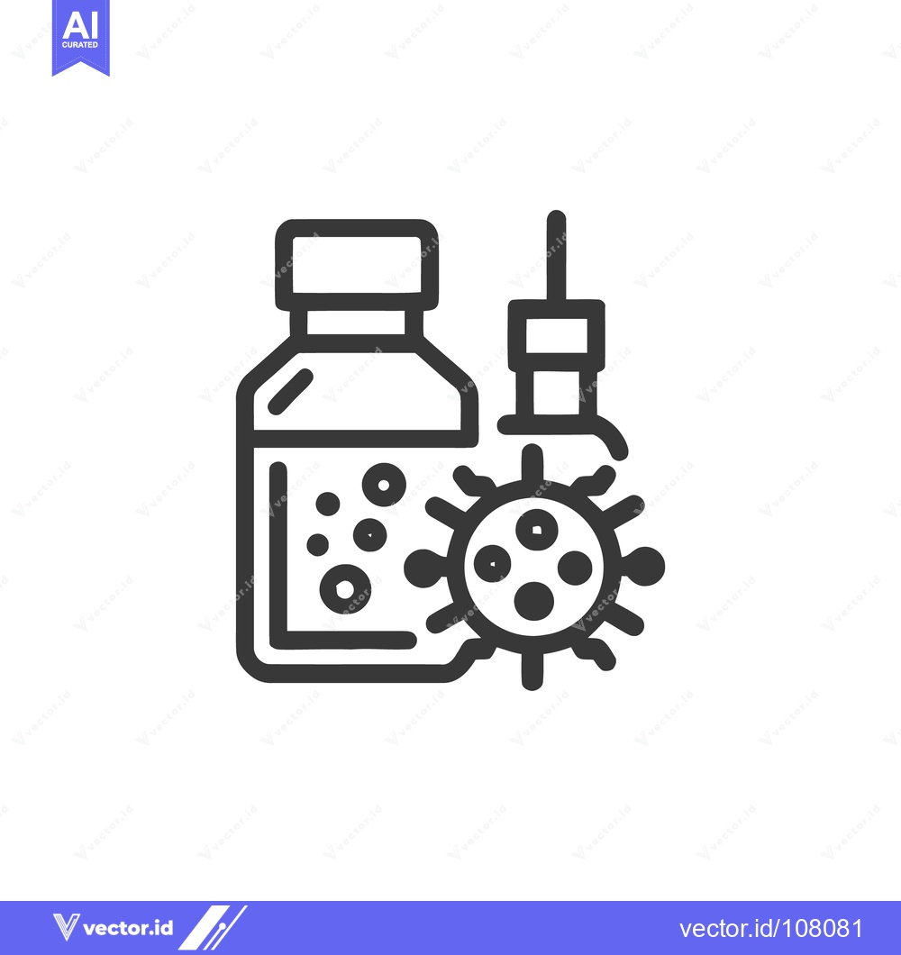 Premium Vector dari Vaccine Vial, Syringe, and Virus Icon: Medical Protection Concept in L