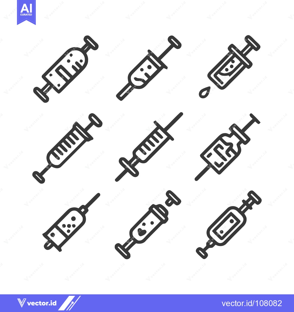 Premium Vector of Syringe Icon Set: Medical Injections, Vaccine, and Healthcare Symbols