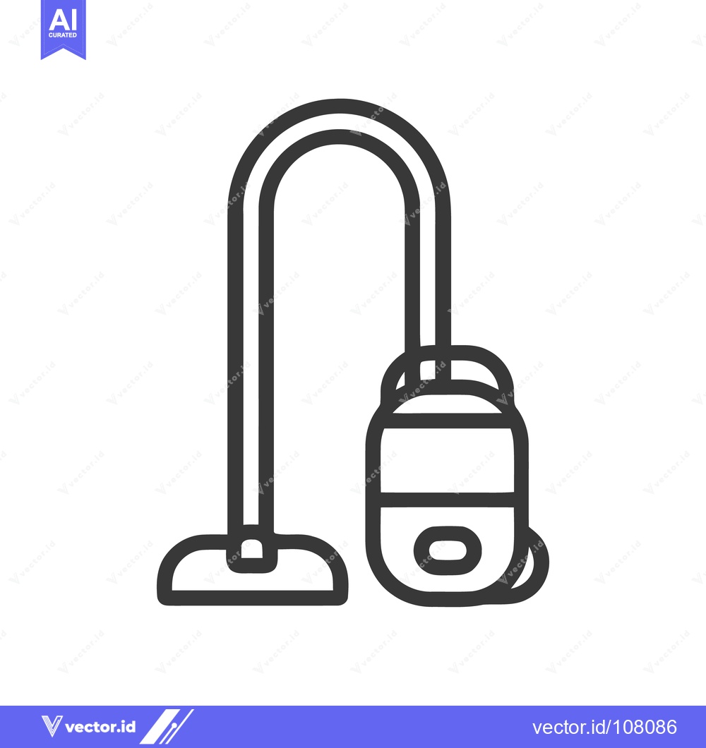 Premium Vector of Minimalist Vacuum Cleaner Icon: Bold Outline on White Background