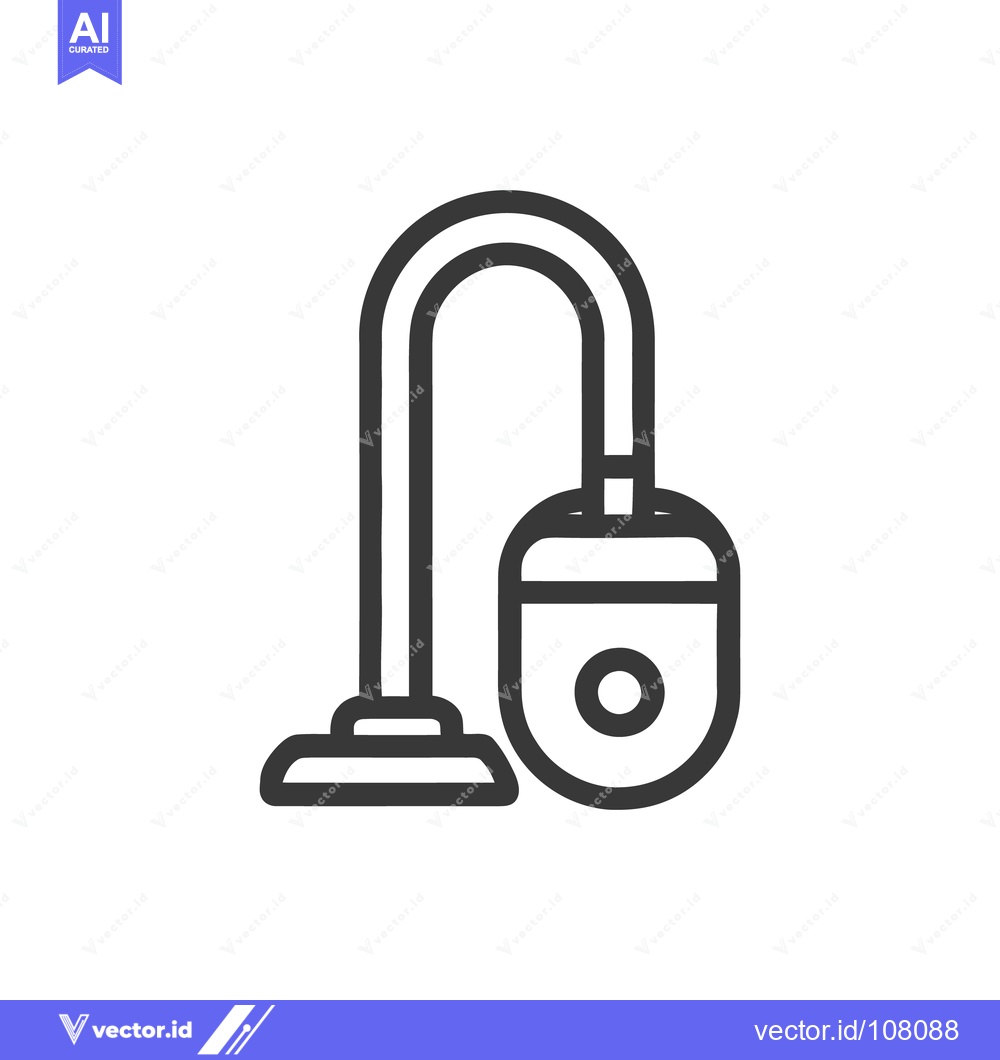 Premium Vector dari Minimalist Vacuum Cleaner Icon: Bold Outline on White Background