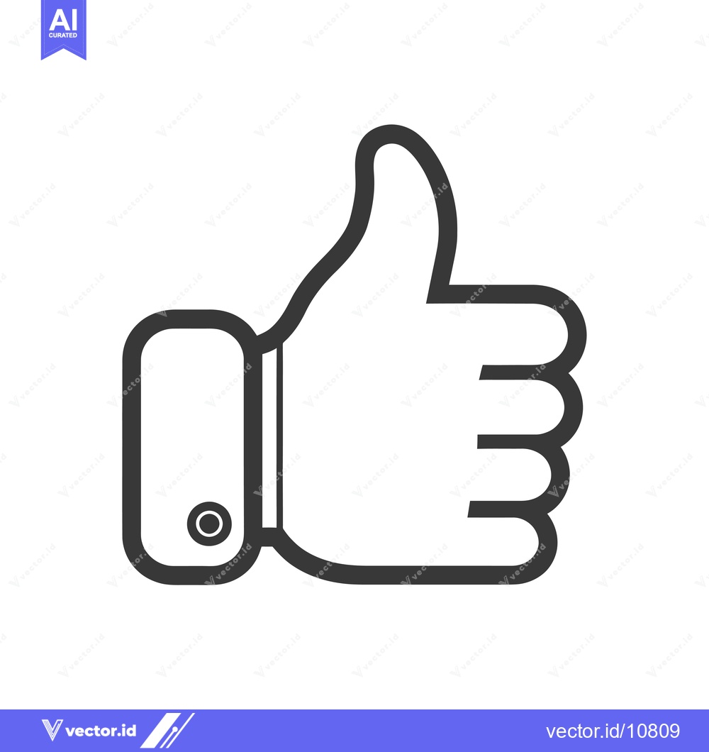 Premium Vector dari A Black and White Thumbs Up Hand Gesture Icon
