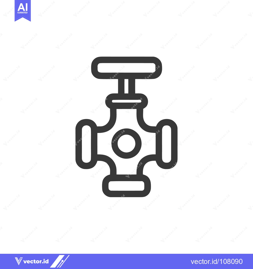 Premium Vector dari Bold Outline Icon of a Valve with Four Ports on White Background
