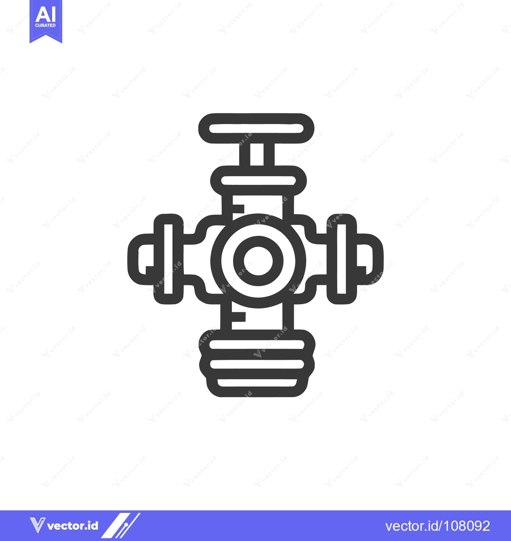 Premium Vector dari Stylized Black Outline Icon of a Water Valve on White Background