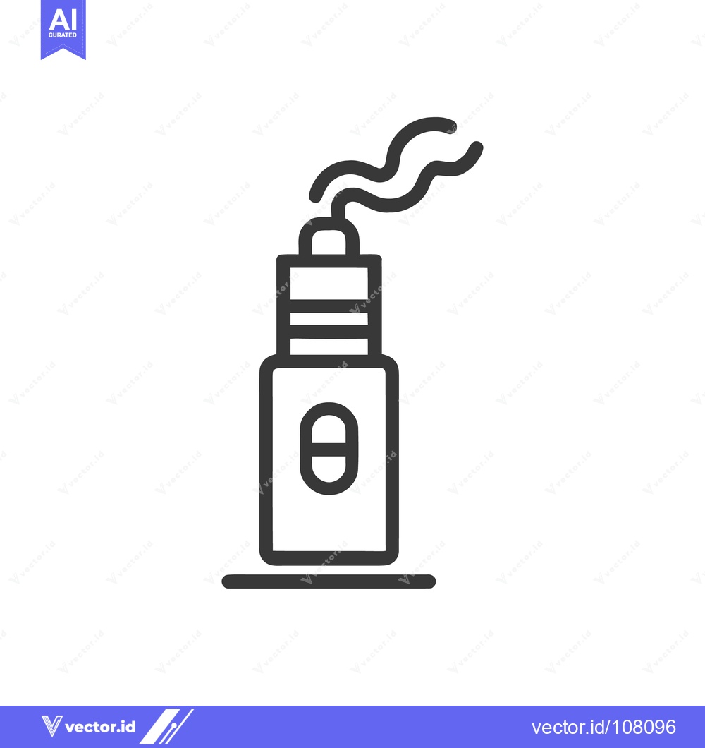 Premium Vector of Modern Vape Pen Icon with Vapor Trail, Minimalist Line Art Design
