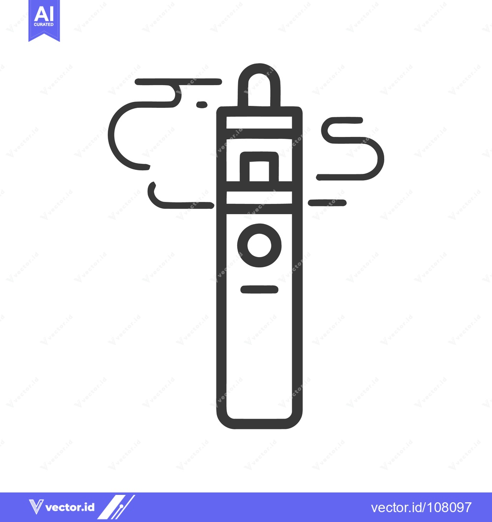 Premium Vector dari Minimalist Vape Pen Icon with Vapor Trails, Black Outline on White