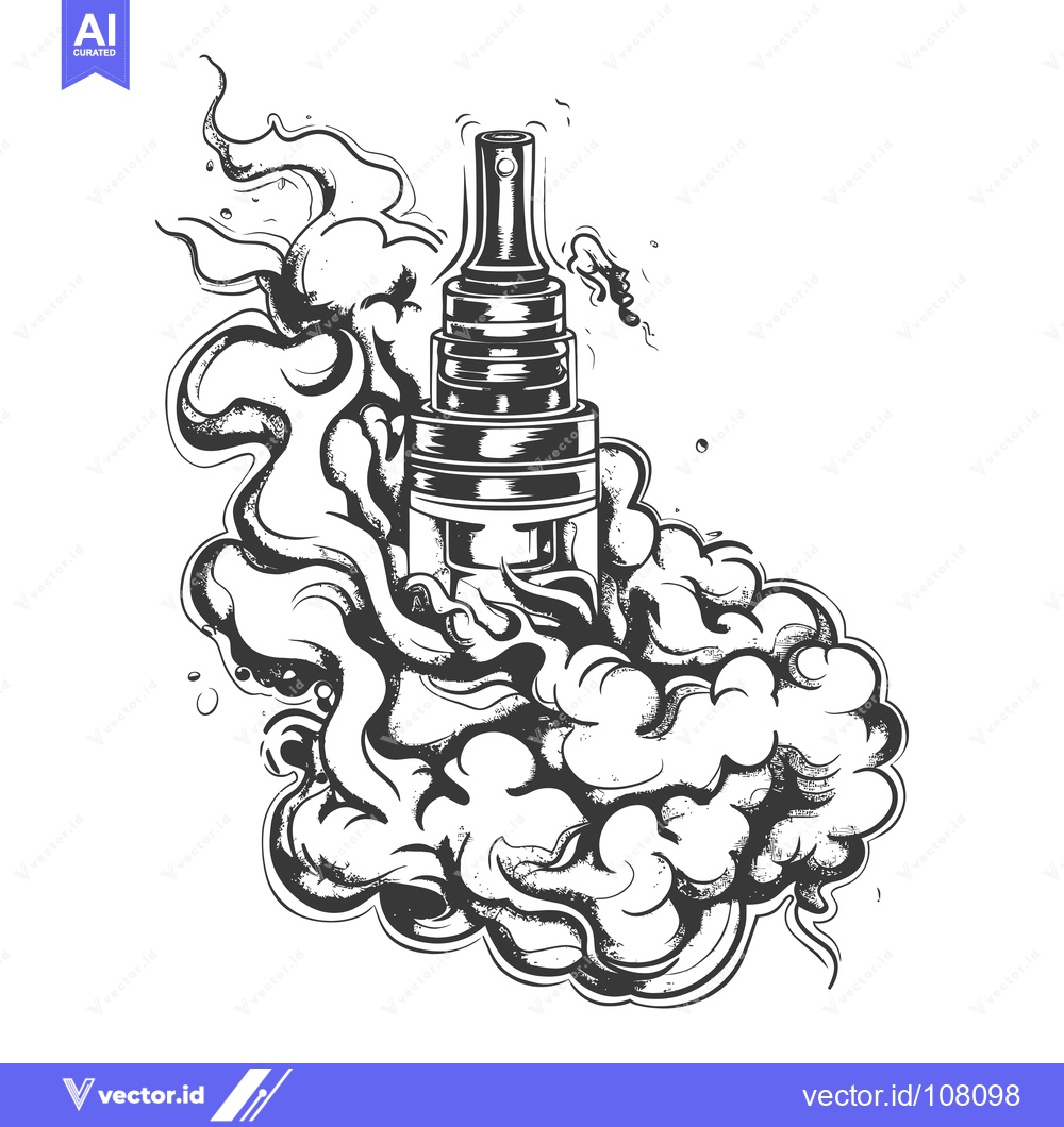 Premium Vector of Vape Pen Surrounded by Smoke Clouds