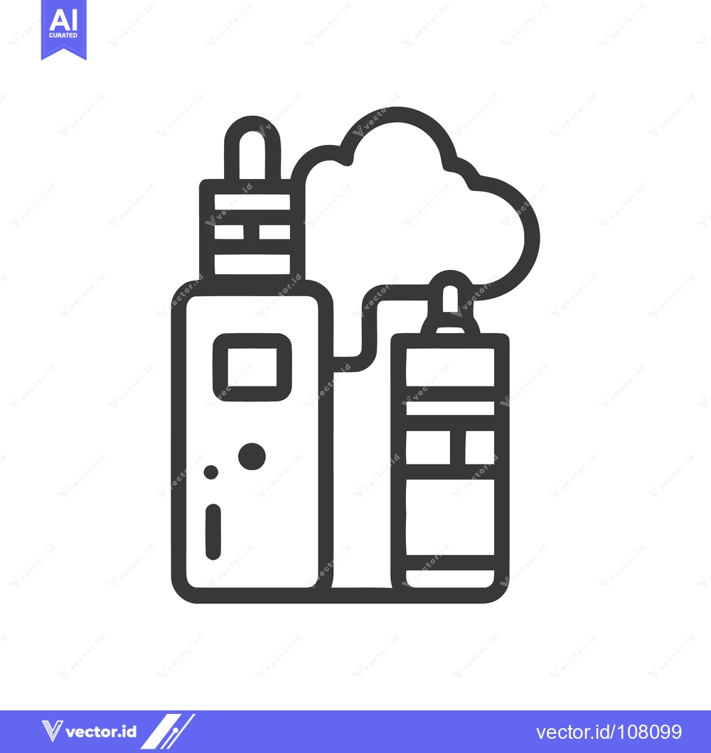 Premium Vector of Minimalist Vape Device Icon with Cloud, Isolated on White