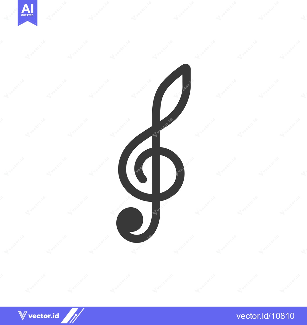 Premium Vector of A Black and White Treble Clef Icon