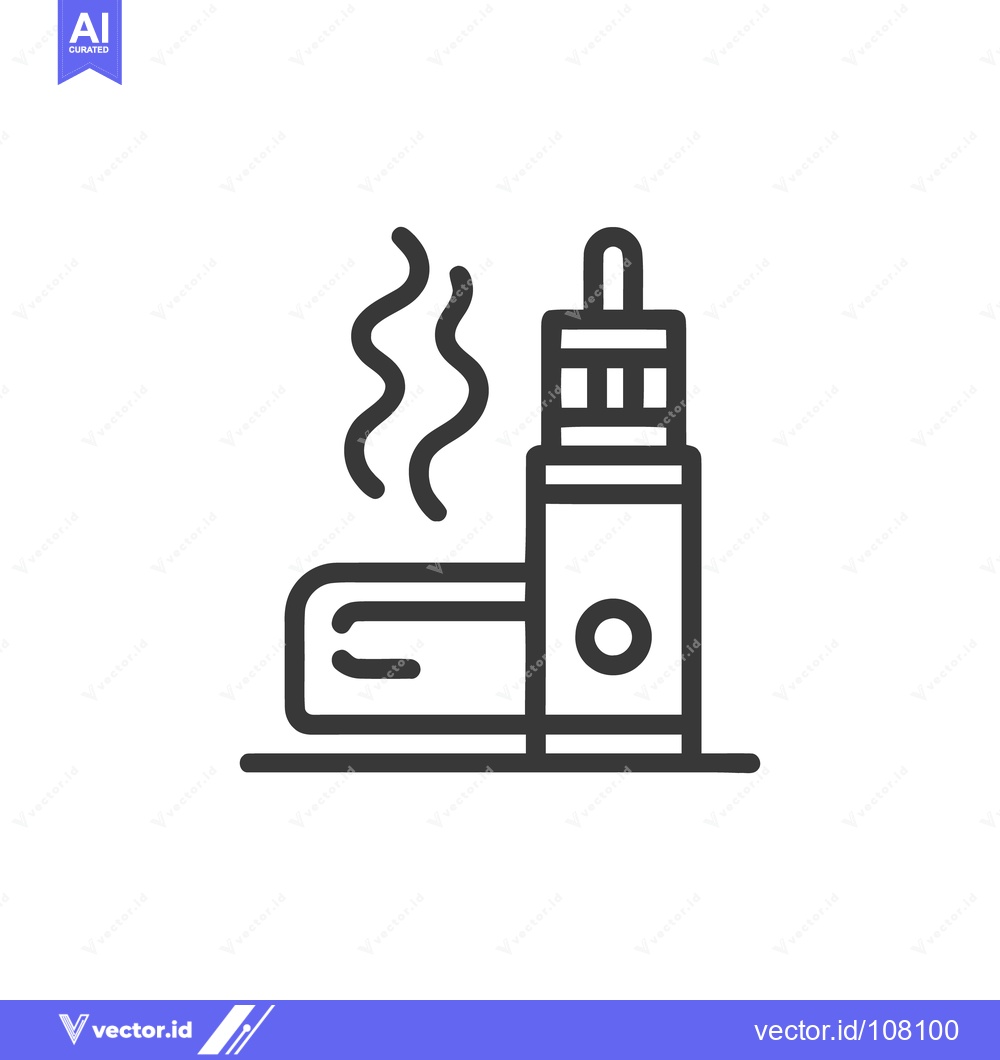 Premium Vector dari Modern Vape Device Icon with Vapor Trails in Minimalist Style