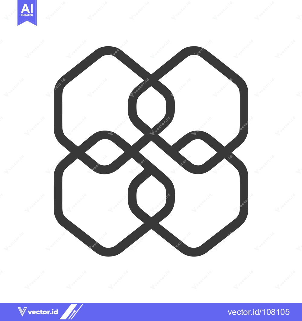 Premium Vector of Interwoven Geometric Knot: Abstract Dark Gray Line Art on White Backgr