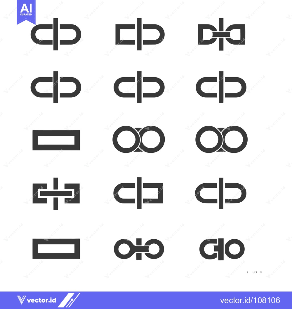 Premium Vector dari Variations of a Link or Chain Symbol in Black and White